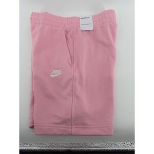 Nike Kids Pink Fleece Shorts Standard Fit Logo Casual Athletic Size Medium NWT